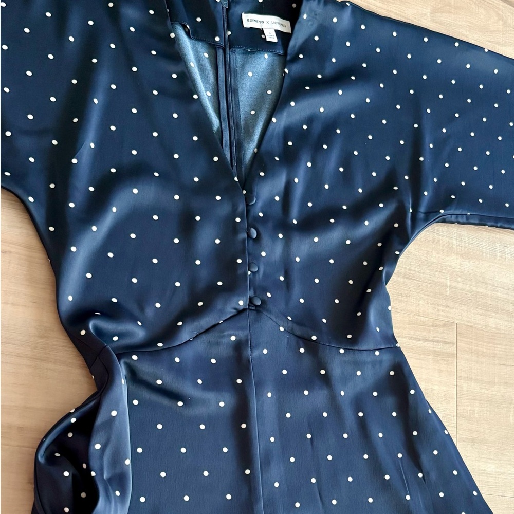 Express Navy Dress with White Dots